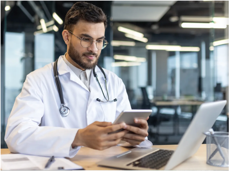 Doctor using digital platform